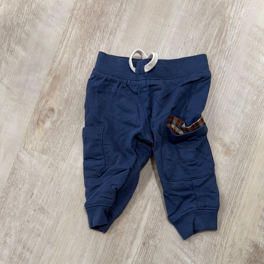 Cozy Kids Navy Joggers with Plaid Accent